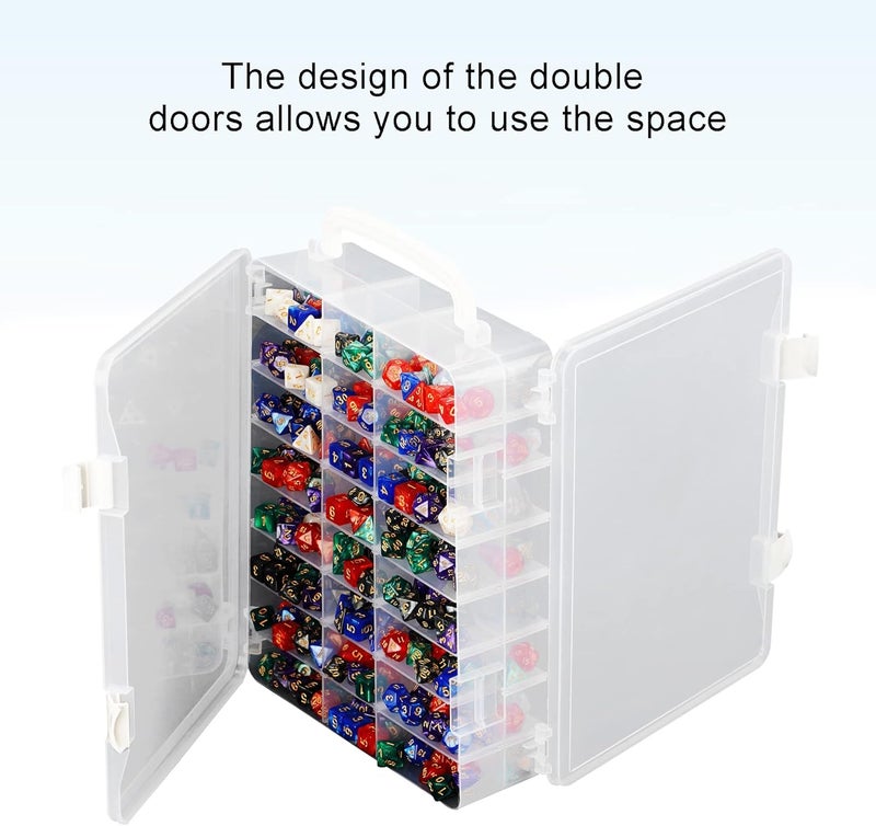 KISLANE Dice Storage Case for DnD Dice with Removable Dividers Holding up to 830 Dices, Dice Case for DnD Dice with Handle Great for Dice Collectors or RPG D&D Games (Tranparent) - Image 4